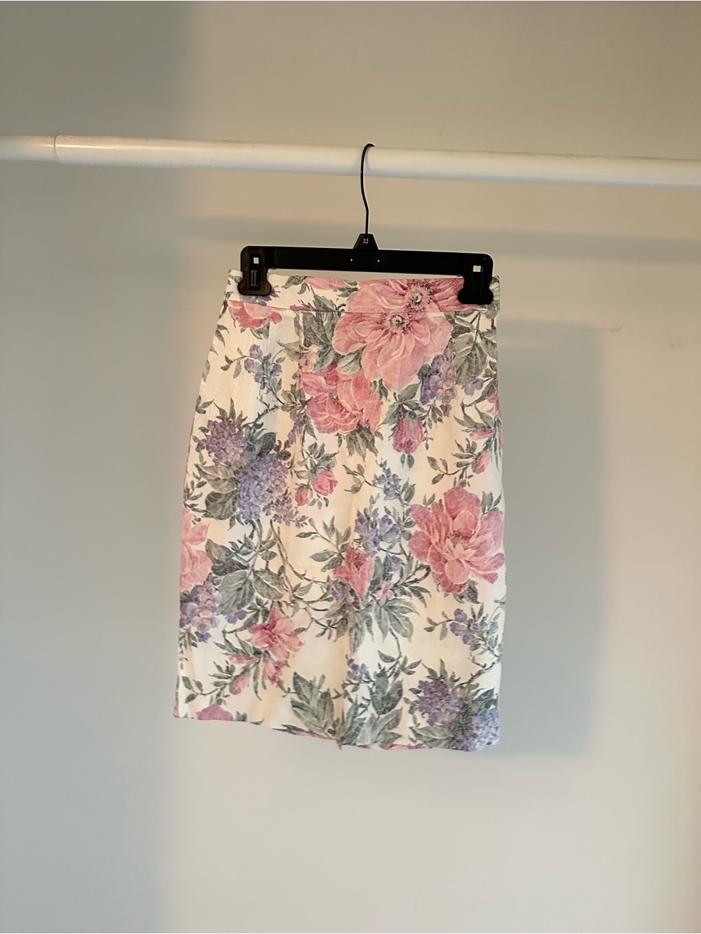 Floral Print Pencil Skirt in Pink and Lavender